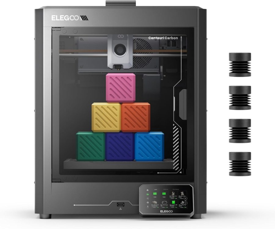ELEGOO Centauri Carbon 3D Printer, CoreXY 500mm/s High Speed Printing with Auto Calibration, 320°C Nozzle and Built-in Camera, Ready to Print Out of The Box