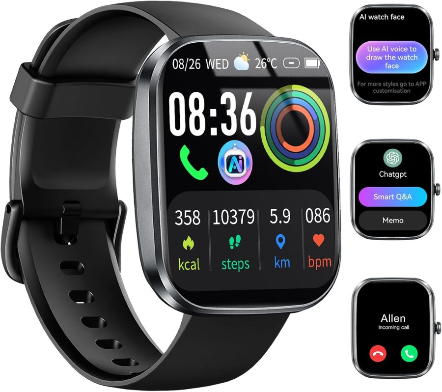 Smart Watch with AI ChatGPT built-in (Answer/Make Call), 1.91" Smartwatch for Men Women, 112+ Fitness Activity Tracker, Calories/Heart Rate/Sleep Monitor, IP68 Waterproof Step Counter for Android iOS Link: https://amzn.to/3ViYLhj